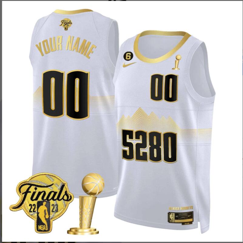 Men Denver Nuggets 2023 Finals Champions Patch Custom white NBA Jersey